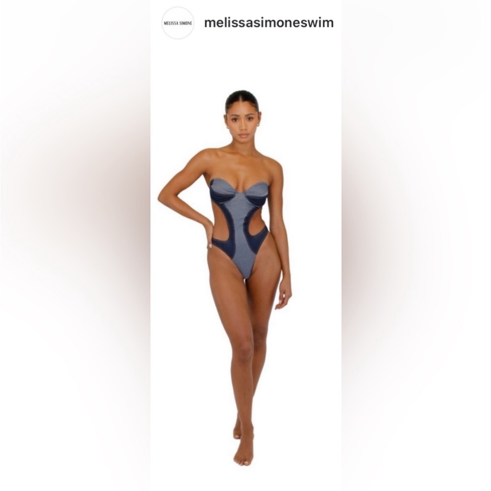 Aritzia Blue Artistic One Piece Swimsuit